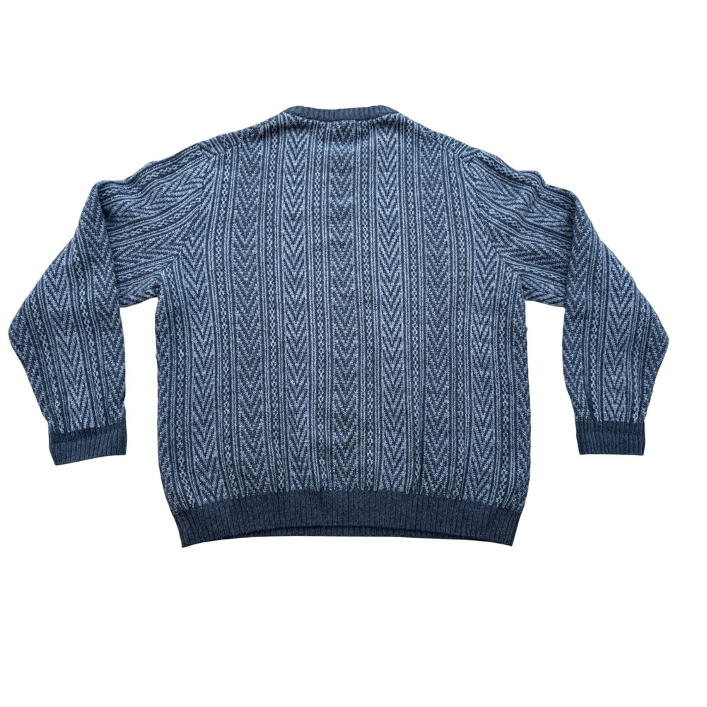 Turnbury Mens Grey Sweater Chevron Cotton Cashmere Size L Australia Quiet Luxury - Picture 6 of 13